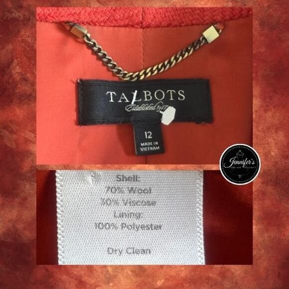Talbots Rust Wool Blend One Button Swing Blazer/Jacket Size 12 - Picture 8 of 10